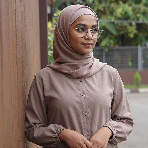 Young Woman in Brown Hijab Portrait