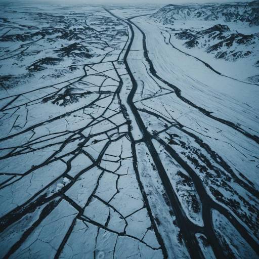 Solitary Wolf Tracker in Frozen Terrain