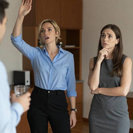Two Women Discussing in Office Setting