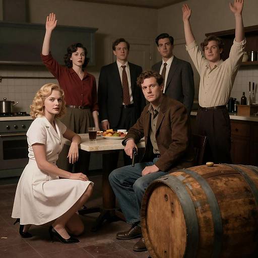 Vintage-Style Dimly Lit Kitchen Standoff