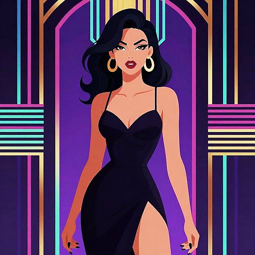 Art Deco Synthwave Erotic Woman