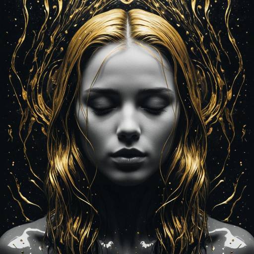 Golden Hair Girl with Closed Eyes