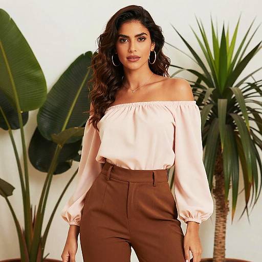 Elegant Woman by Lush Greenery