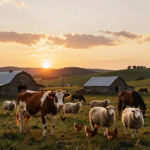 Peaceful Farmyard at Sunset