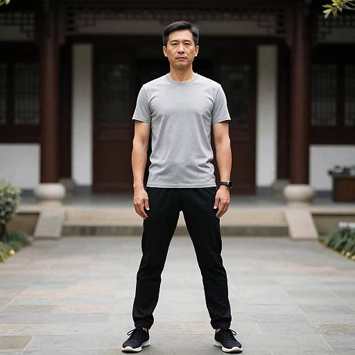 Man in Yoga Clothes Standing Outdoors