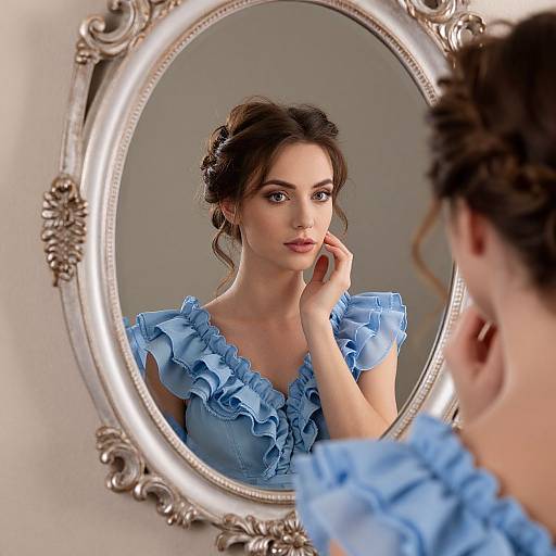 Woman with Ornate Mirror Reflection