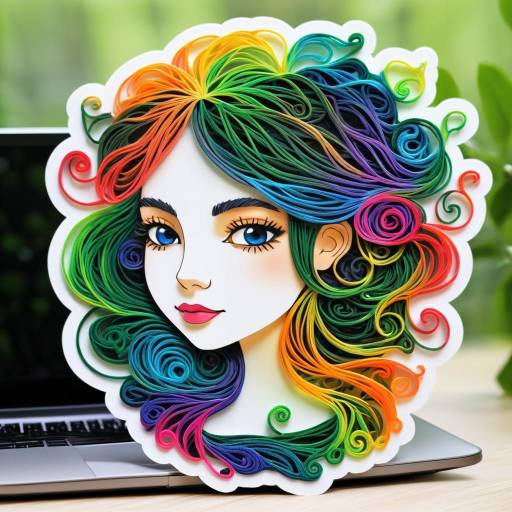 Colorful Yarn Fairy Portrait Sticker on Laptop