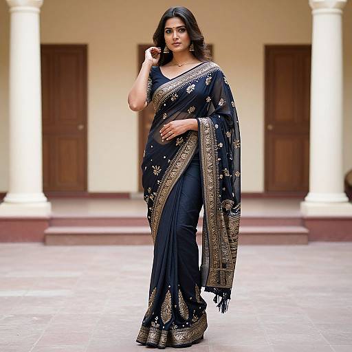 Elegant Saree Design in Courtyard