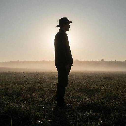 Mystical Sunset Silhouette in a Field