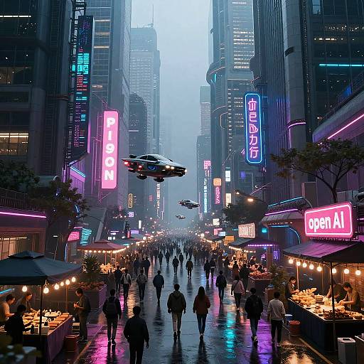 Cyberpunk AI Cityscape Illustration