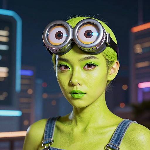 Neon Lime Minion Face Transformation