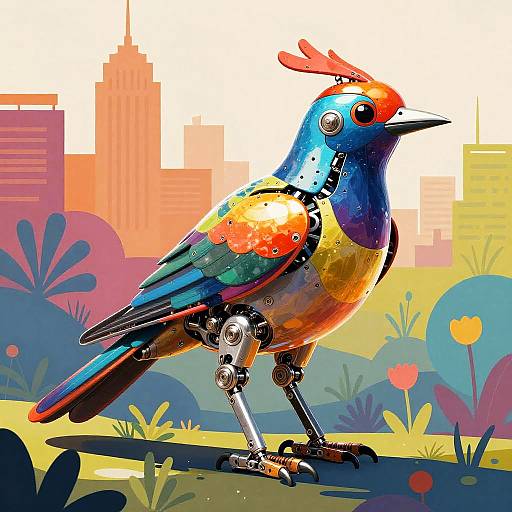 Vibrant Mechanical Bird Illustration