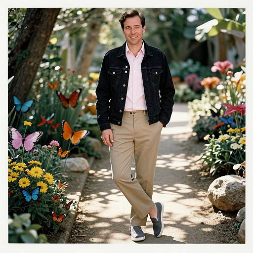 Man in Casual Vintage Garden Setting