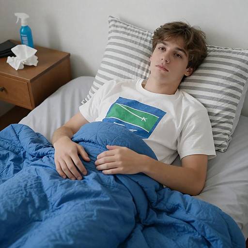 Young Man Relaxing in Bed