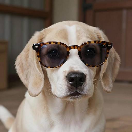 Playful Beagle Pup with Sunglasses