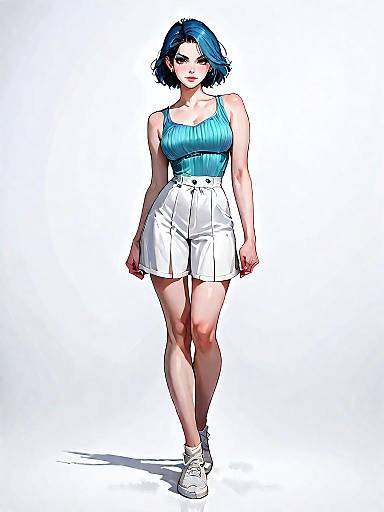 Athletic Woman in Royal Blue Romper