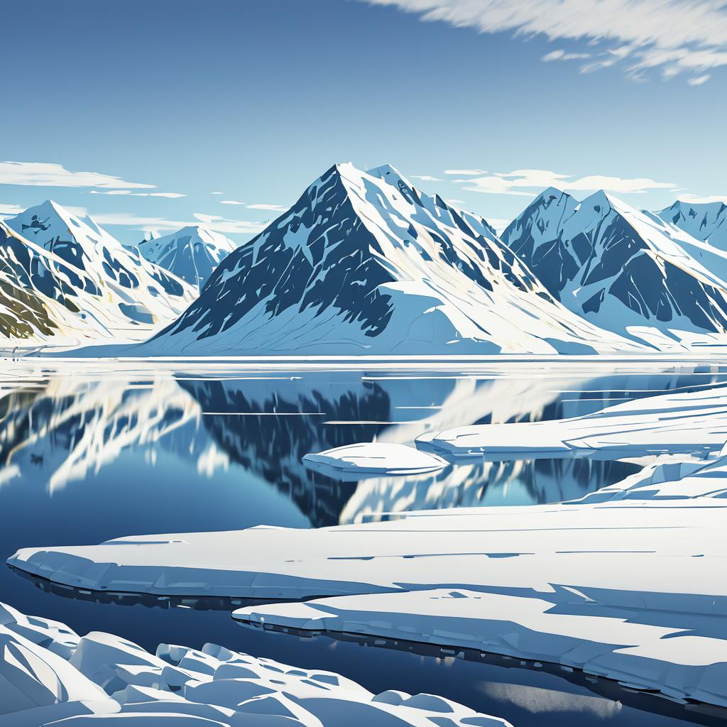 Sunny Arctic Fjord with Stylized Mountains