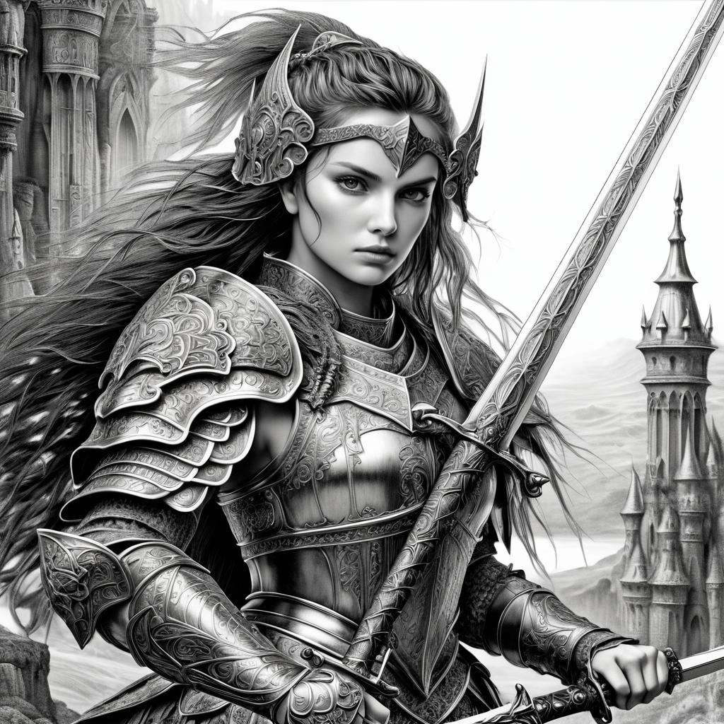 Courageous Fantasy Warrior Illustration