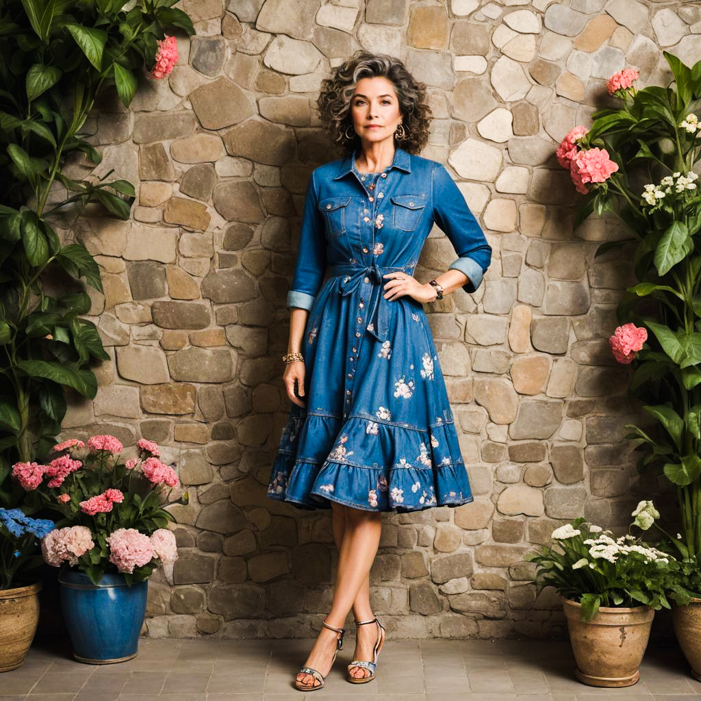 Chic Middle-Aged Woman in Garden Party