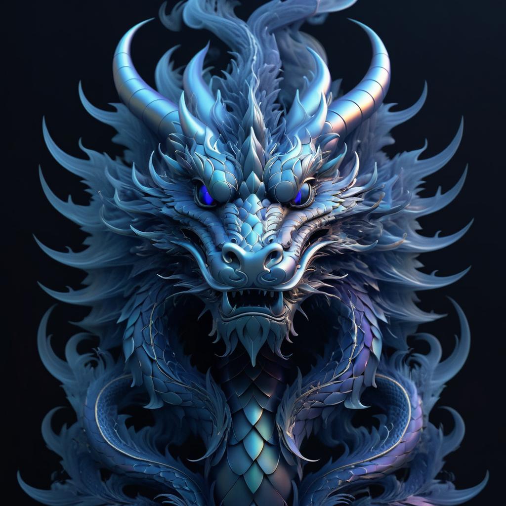 Intricate Smoke Dragon Portrait Art