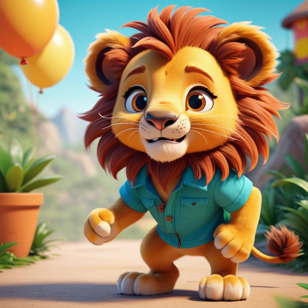 Cheerful Alex the Lion Character Design