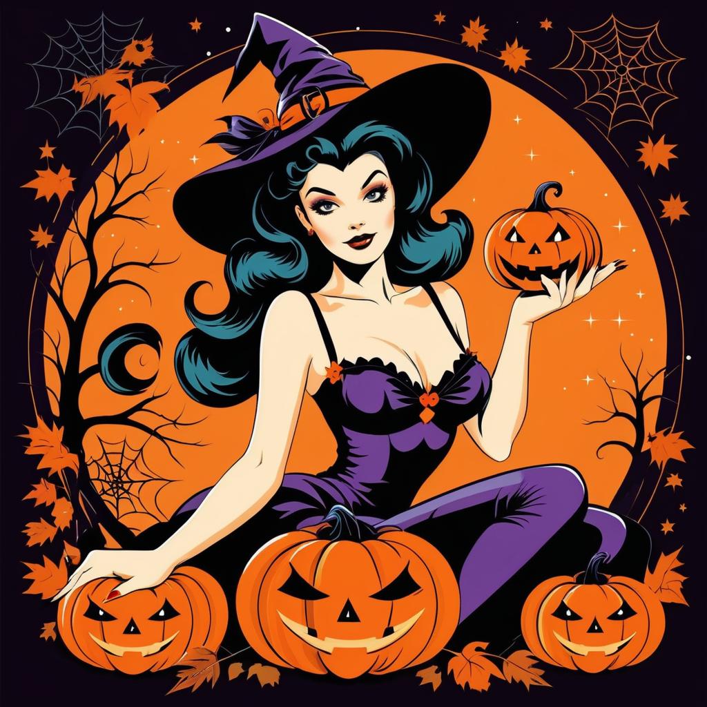 Vintage Pin-Up Witch for Halloween