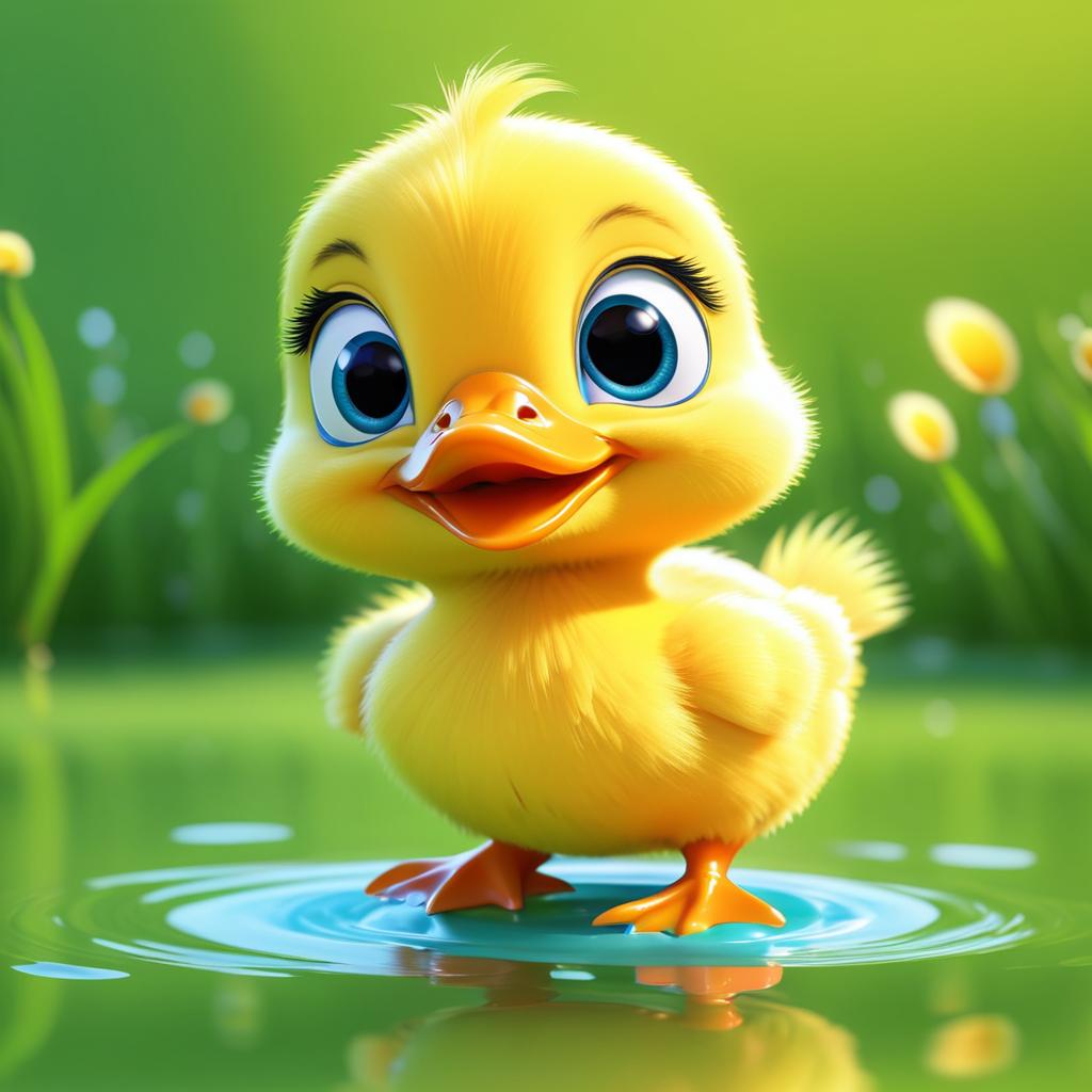 Adorable Pixar-Style Baby Duckling Artwork