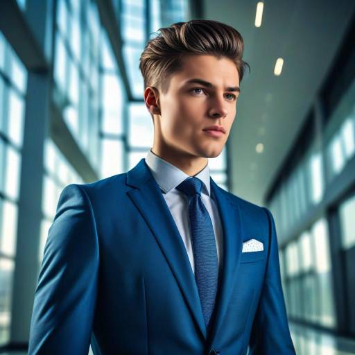 Confident businessman in blue suit