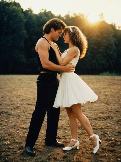 Couple in Dirty Dancing Costumes Outdoors