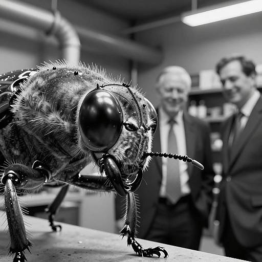 Surreal Insect Head in Industrial Scene