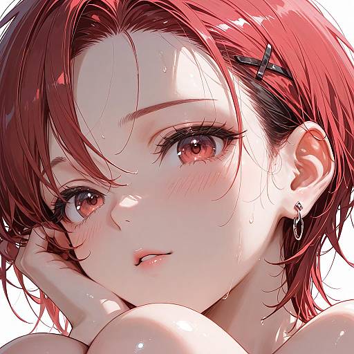 Stylish Girl with Red Undercut Fade