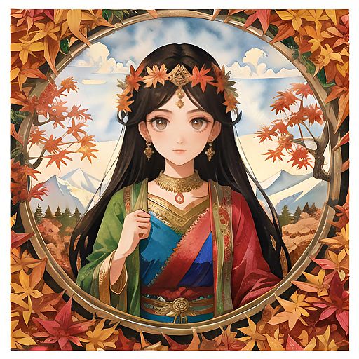 Goddess Durga in Vibrant Autumn Landscape