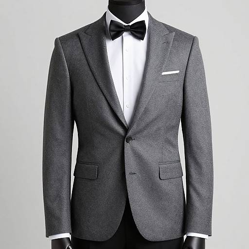 Heather Grey Tuxedo with Black Bow Tie
