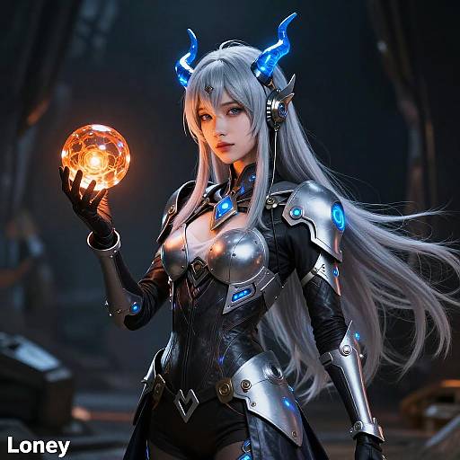 Cyberpunk Fantasy Character with Glowing Accents