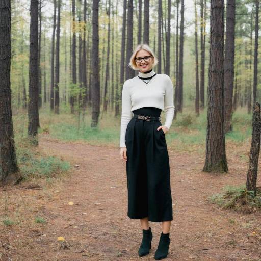 Smiling woman standing in forest clearing
