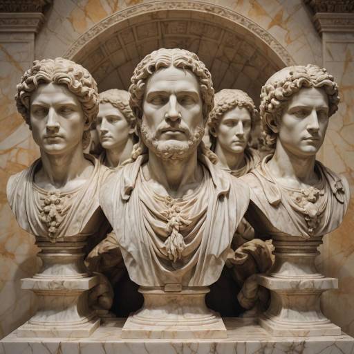 Marble Sculpture of Contemplative Busts
