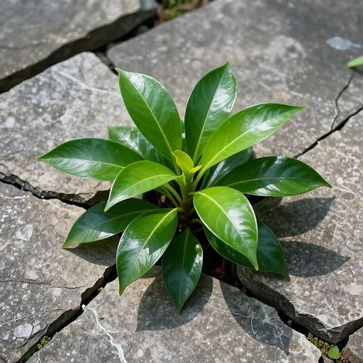 Defiant Green Plant from Stone Slab