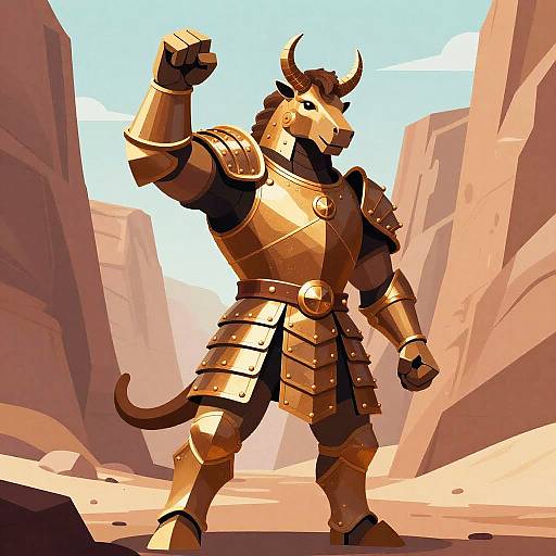 Giant Armored Bronze Centaur in Canyon