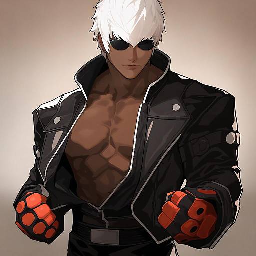 Illustration of K' (kof), the king of fighters in the style of Misekai 555