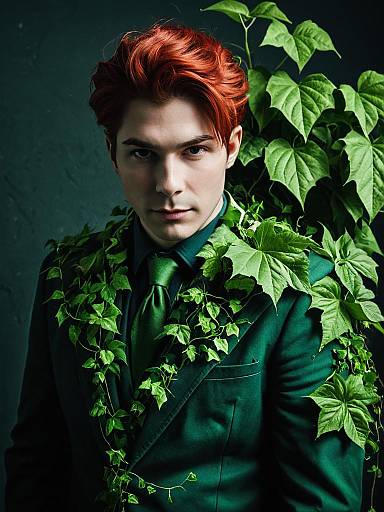 Man in Poison Ivy Inspired Costume