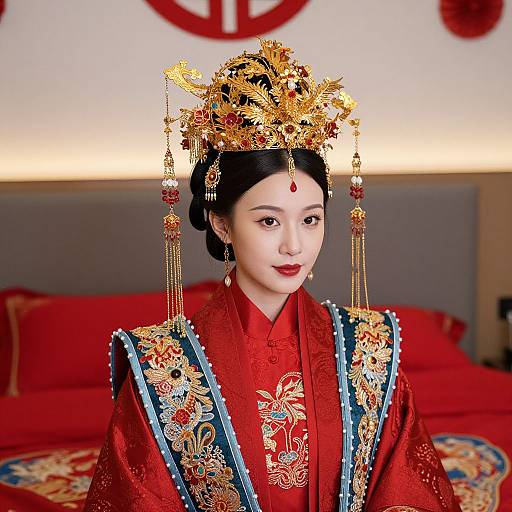 Elegant Chinese Bridal Phoenix Headdress