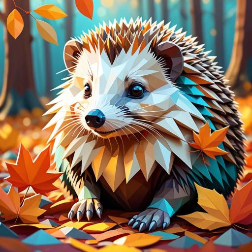 Whimsical Low Poly Hedgehog in Autumn