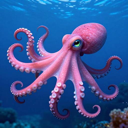 Vibrant 3D Octopus in Deep Blue
