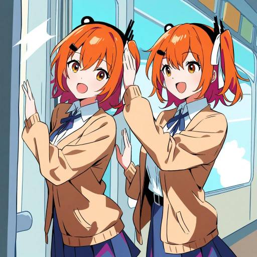 Vibrant Anime School Girl on Metro