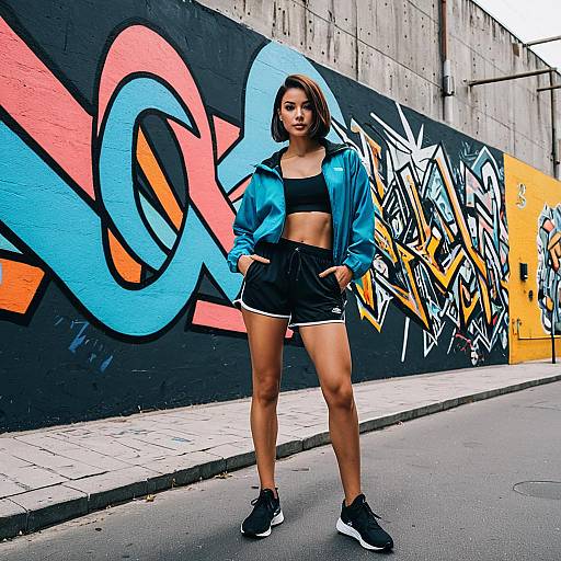 Urban Street Style Woman in Sporty Outfit