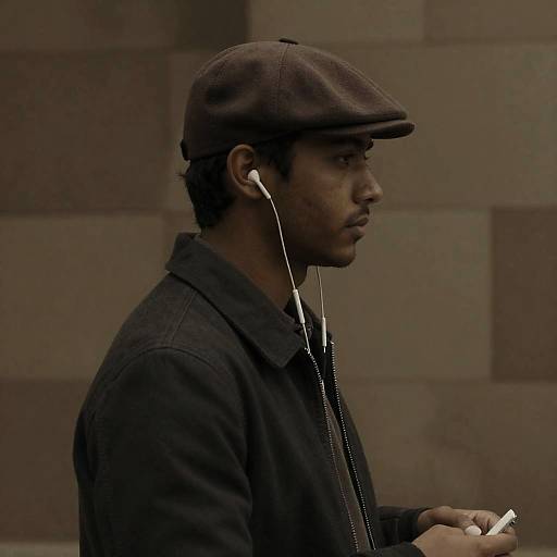 Profile Portrait of Young Man in Cap