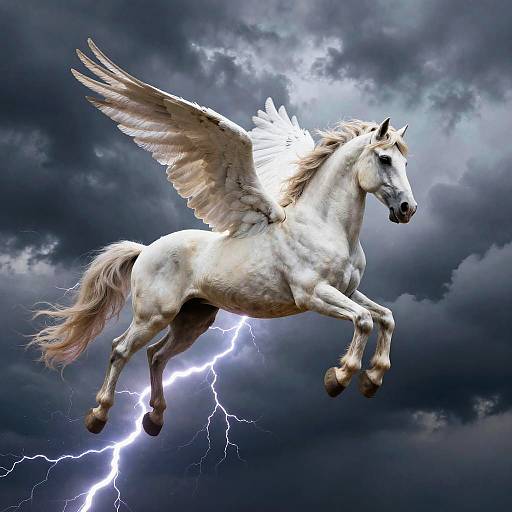 Lightning Winged Horse in Thunderstorm