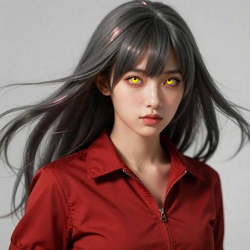 Portrait of Woman with Yellow Eyes and Gray Hair