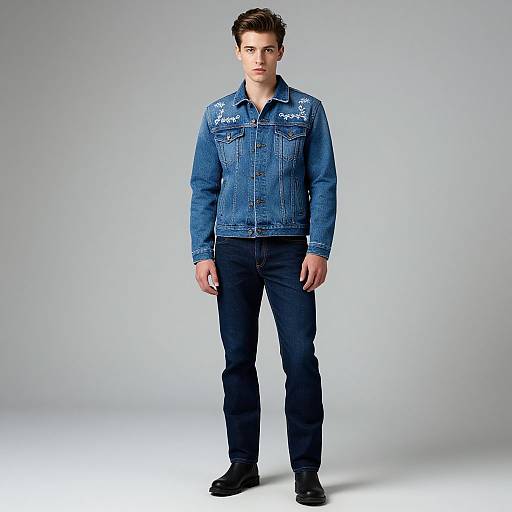 Stylish Young Man in Denim Outfit