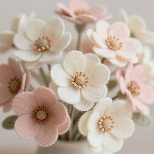 Tender Ivory and Blush Felt Flowers